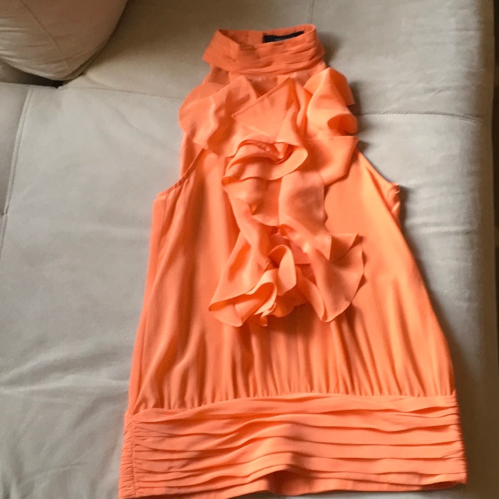 NWT! Sleeveless high neck ruffle blouse